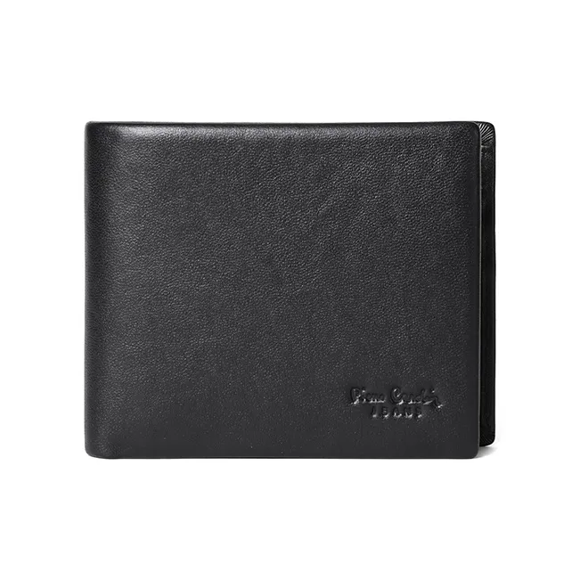 PIERRE CARDIN Genuine Leather Men's Wallet Top Grain Cow Leather Cropped Men's Black-0