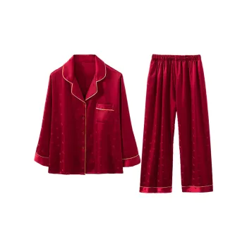 Flowers In Water Pajama Set Women's Red