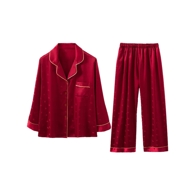 Flowers In Water Pajama Set Women's Red-0