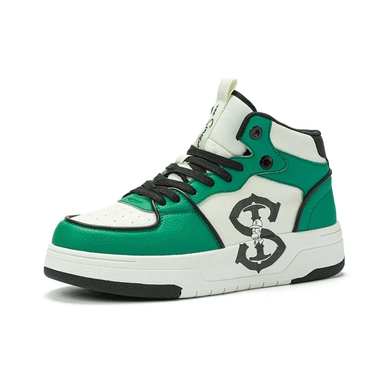 The Simpsons Skateboard Shoes Unisex High Top Black & White/Green Forest-6