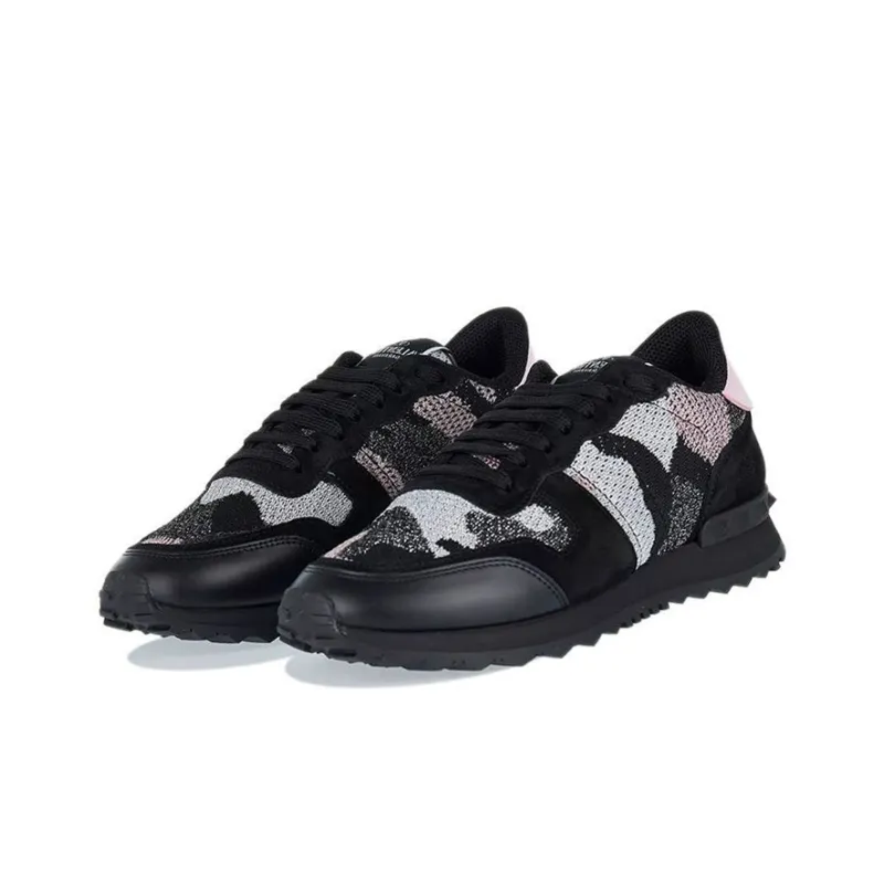 Valentino Rockrunner Low Top Sports Casual Shoes Women's Black Pink-3