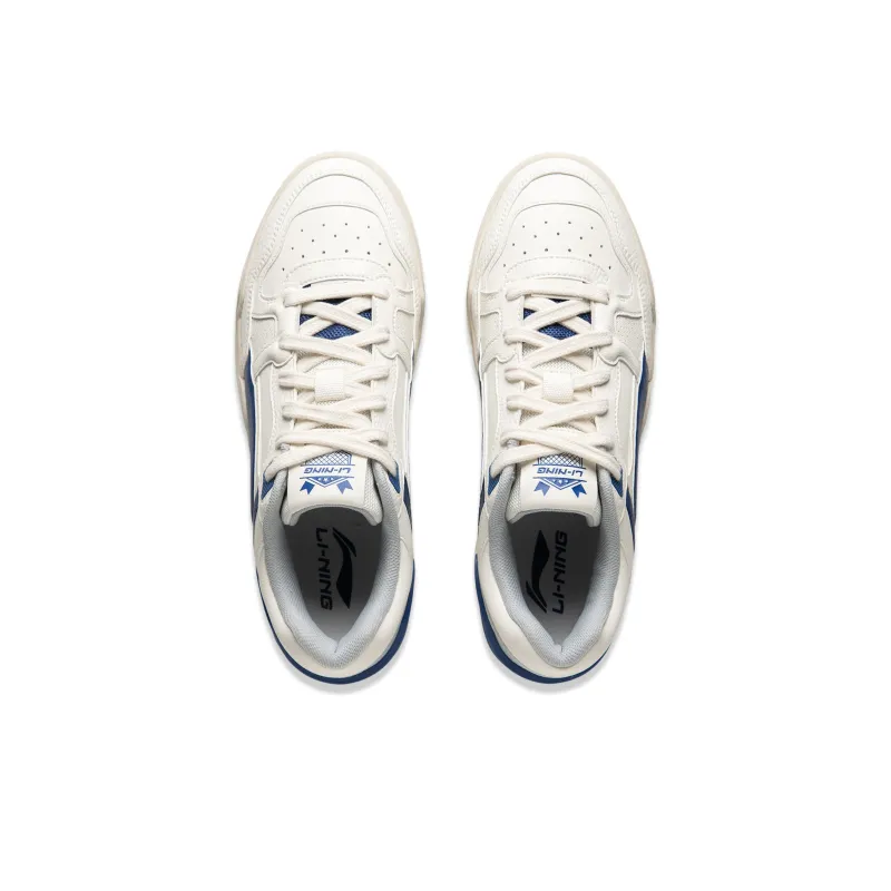 LiNing Moon White 2.0 Anti-Slip And Wear-Resistant Breathable Low-Top Skateboard Shoes Men's White Blue-3