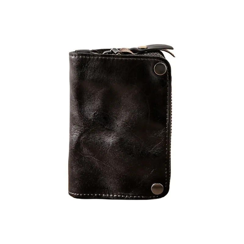 Back Step Cow Leather Key Pouch Regular Unisex Brown Black Coffee-5