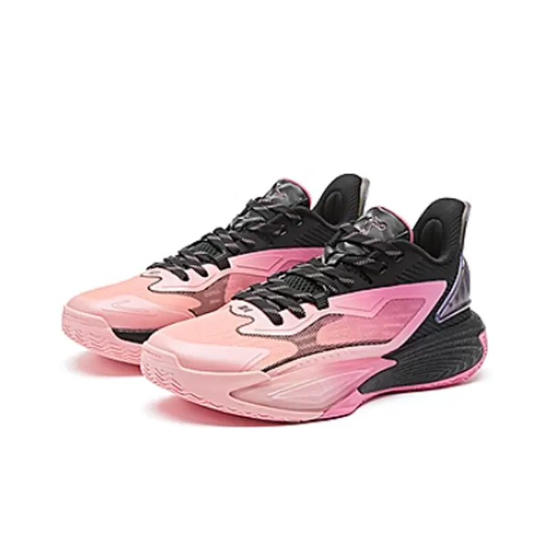 QIAODAN Sharp Edge 7.0 Cushioning Wear Resistant Low Top Basketball Shoes Men's Pink Black-2