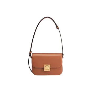 DISSONA Cow Leather Shoulder Bag Crossbody Bag Small Size Women's Brown/White/Black