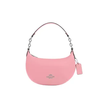 COACH Payton Pebbled Leather Shoulder Bag Handbag Small Size Women's Silver & Blossom Pink