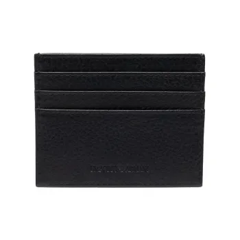 EMPORIO ARMANI Leather Keychain Card Holder Men's Black