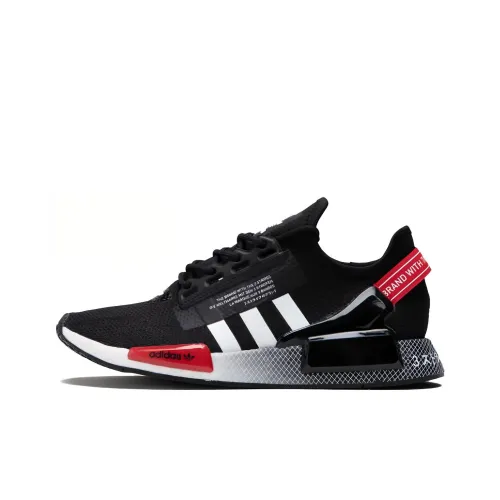 Adidas Originals NMD V2 Cushioned Slip-Resistant Low-Top Running Shoes Unisex White Black