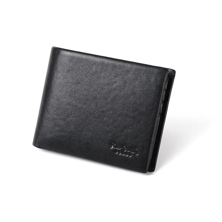 PIERRE CARDIN Genuine Leather Men's Wallet Top Grain Cow Leather Cropped Men's Black-2
