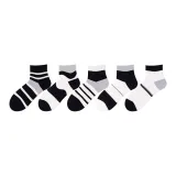 5 Pack (Gray Toe Middle Pinstripe+Gray Heel Black White Stripes+Black Toe Light Gray Heel+Black Heel Black White Stripes+Black Toe Black & White)