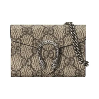 GUCCI Dionysus Canvas With Leather Handbags With Coin Purses Extra Mini Women's Beige & Ebony