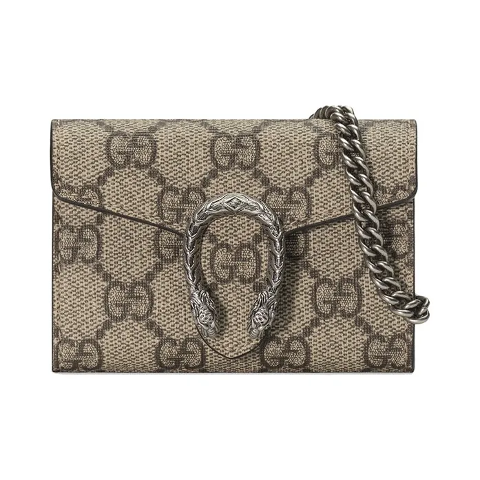 GUCCI Dionysus Canvas With Leather Handbags With Coin Purses Extra Mini Women's Beige & Ebony-0