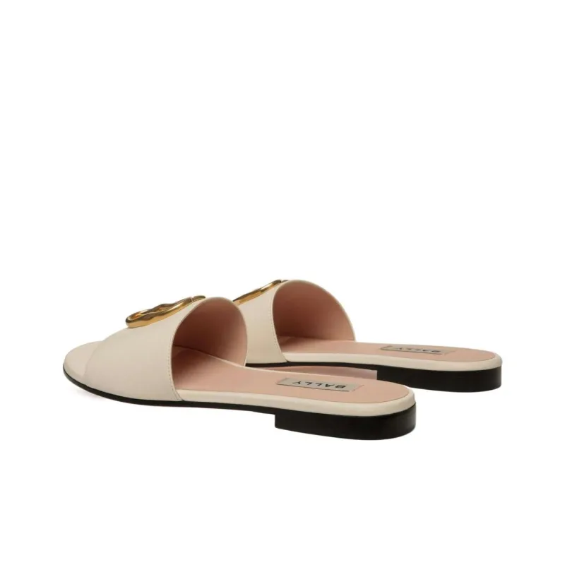 BALLY Emblem Flat Leather Sandals-4