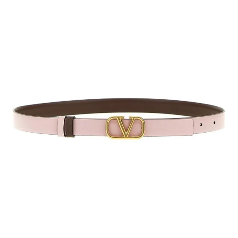 Valentino Solid Color Design Smooth Buckle Calfskin Metal Women's Brown Width: 2CM-2