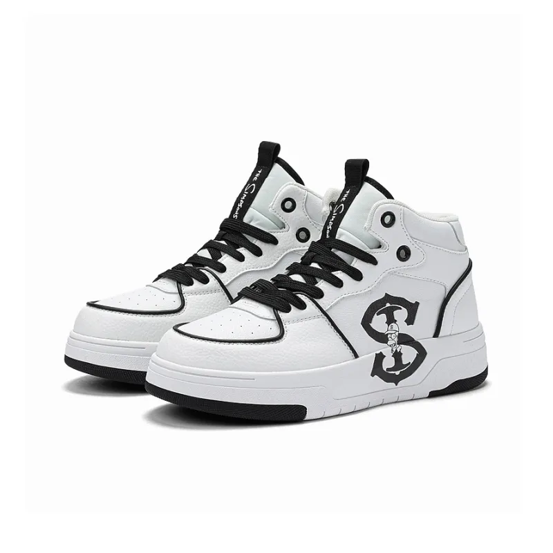 The Simpsons Skateboard Shoes Unisex High Top Black & White/Green Forest-2
