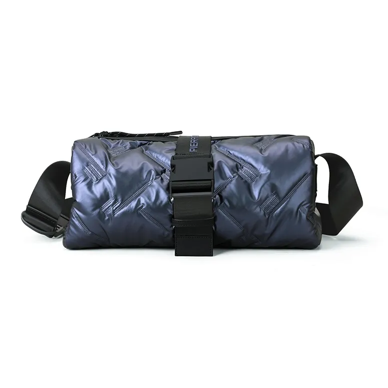 PIERRE CARDIN Fabric Toast Bag, Messenger Bag, Crossbody Bag Men's Silver Gray/Green/Purple-10