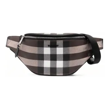 Burberry Leather Cotton With Polyurethane Sling Bag, Fanny Pack Medium Size Men's Dark Umber