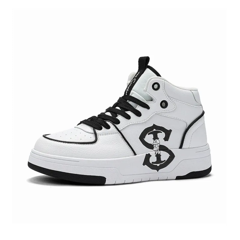 The Simpsons Skateboard Shoes Unisex High Top Black & White/Green Forest-1