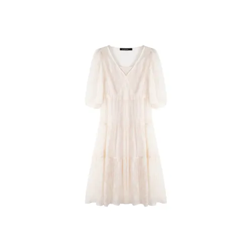 La Chapelle Short-Sleeved Dresses Women's Off White