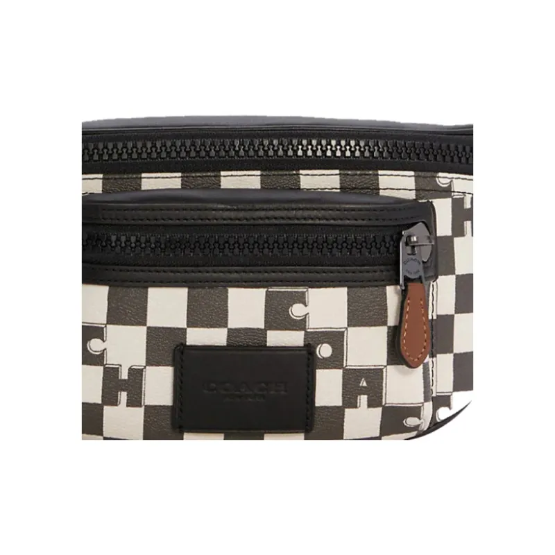 COACH Westway Canvas Leather Fanny Pack Crossbody Bag Sling Bag Medium Size Men's Black White-4