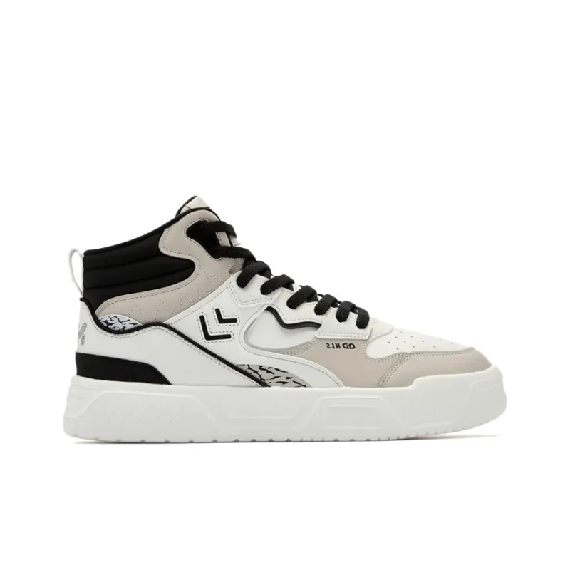 QIAODAN Warm Height Increasing High-Top Skateboard Shoes Men's Birch White-1