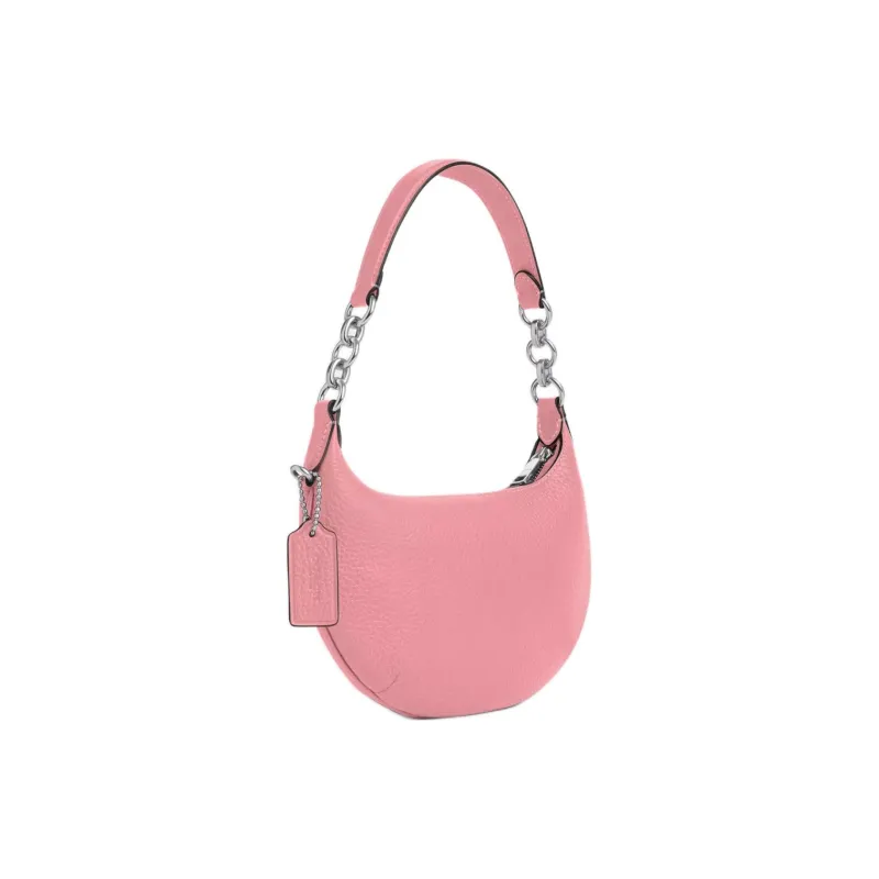 COACH Payton Pebbled Leather Shoulder Bag Handbag Small Size Women's Silver & Blossom Pink-1