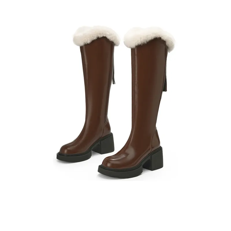 EBLAN Knee high Boots Women's Brown-1