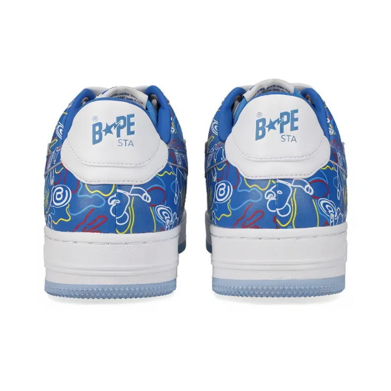 Medicom Toy x A BATHING APE STA Stylish Skateboarding Shoes Unisex Blue Camouflage-4