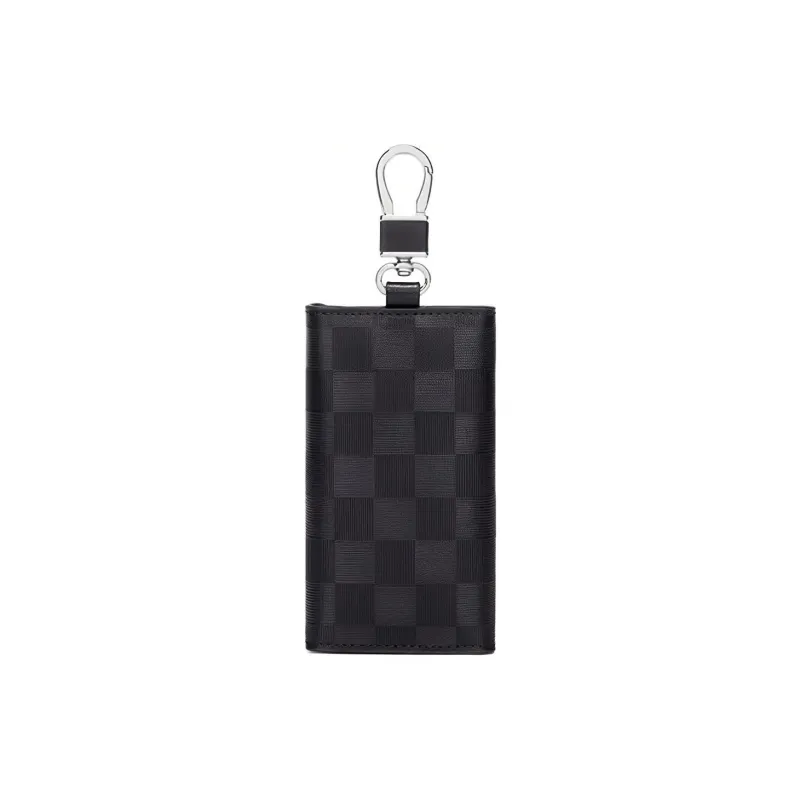 Simvay Clos Cow Leather Key Pouch Storage Card Holder Handheld Document Bag Mini Men's Black-3