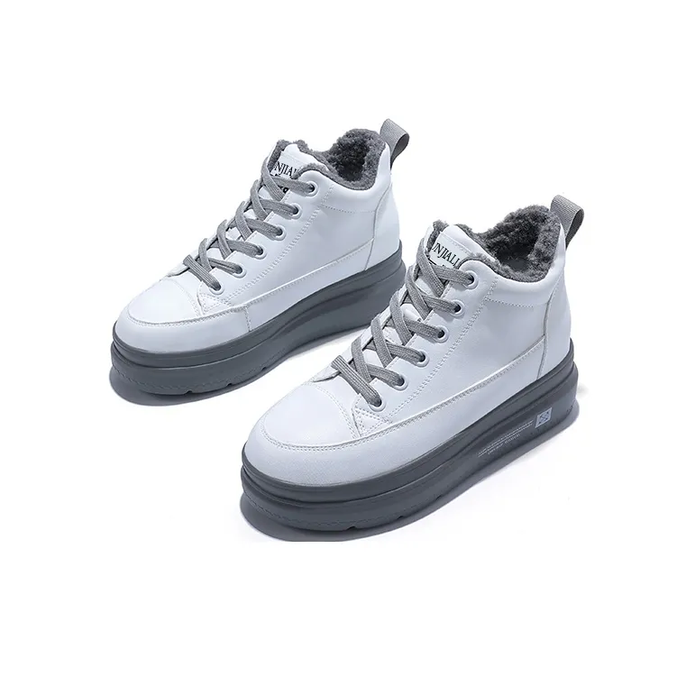 Junjali Abrasion Resistant Breathable Balance Height Increasing Thermal High Top Casual Shoes Women's-1