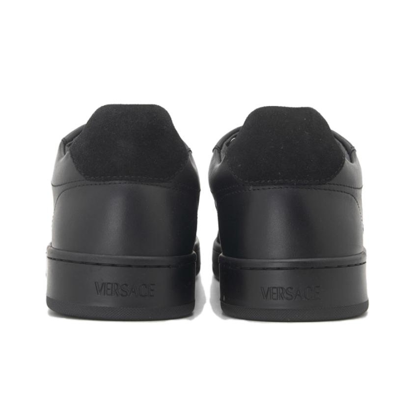 VERSACE Leather Low Top Sneaker Black Blue - POIZON