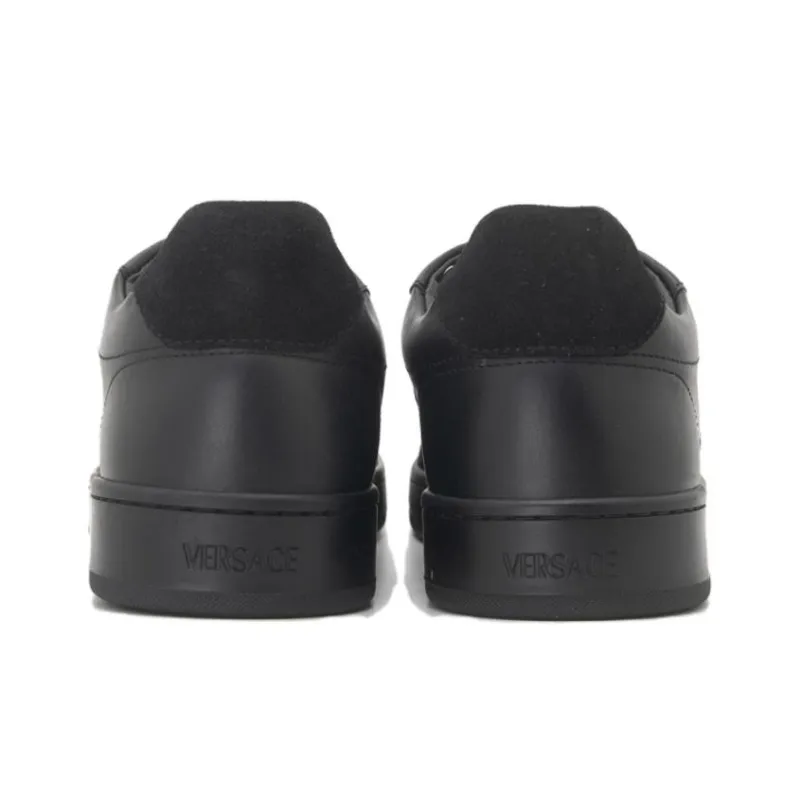 VERSACE Leather Low Top Sneaker Black Blue-2