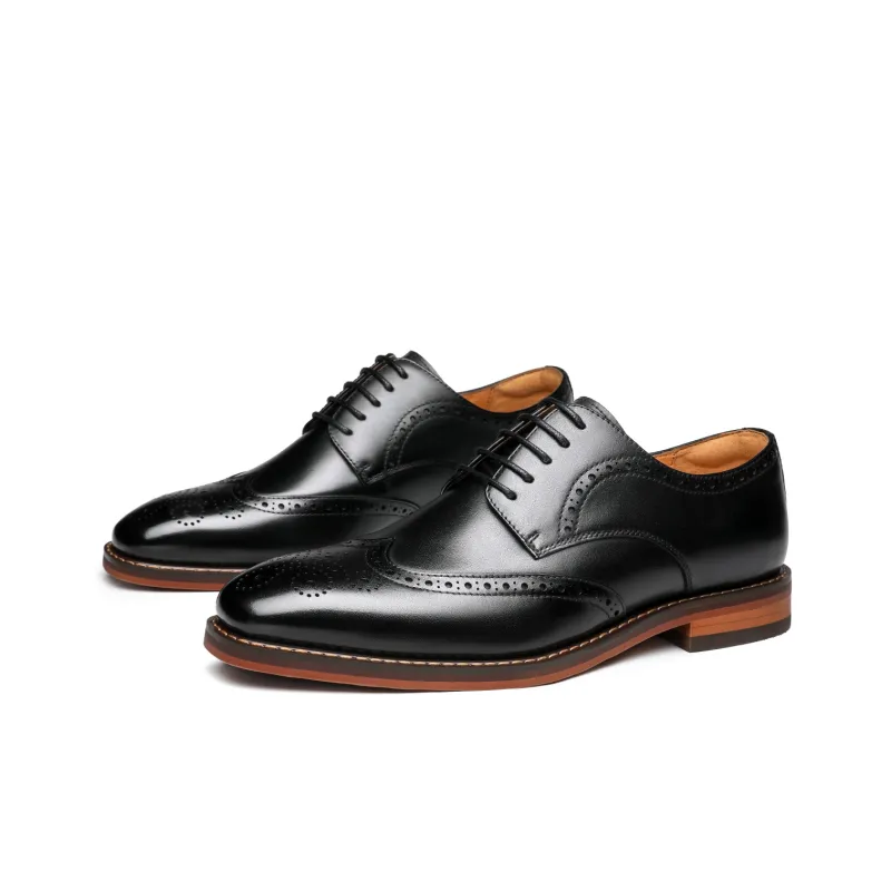 FAPAI Dress Shoes Men Low Top Brown/Black-2