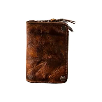Back Step Cow Leather Key Pouch Regular Unisex Brown Black Coffee