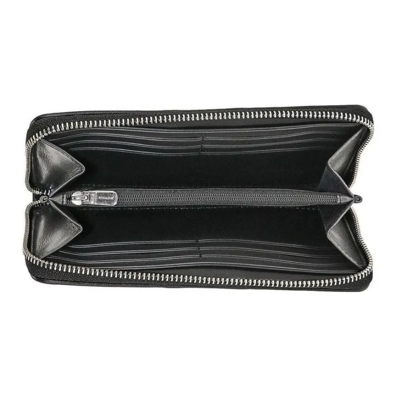 COACH Accordion Wallet Coated Canvas With Leather Wallet Small Size Men's Black-4