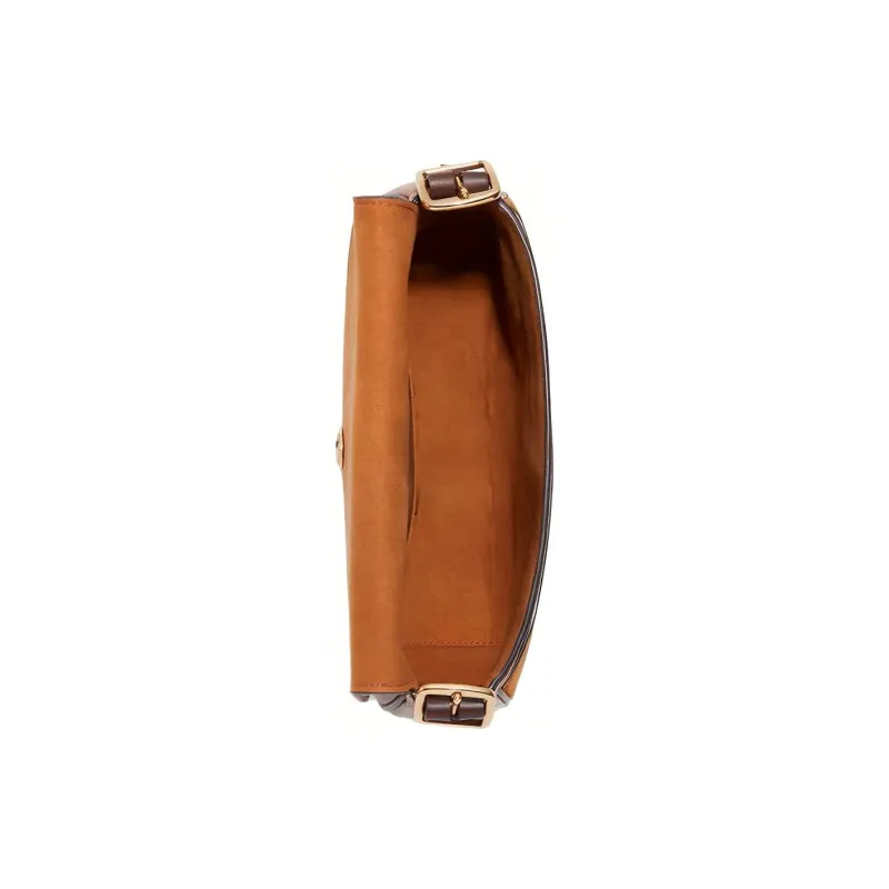COACH Macie Cow Leather Saddle Bag, Shoulder Bag, Crossbody Bag Medium Size Women's Ivory White & Light Saddle Brown-3