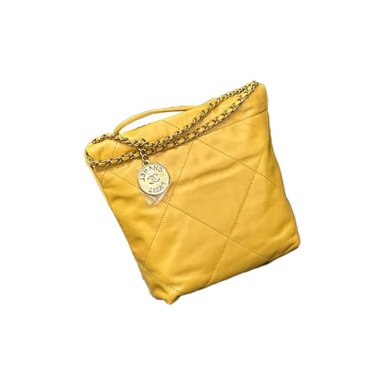 CHANEL 22Bag Bright Calfskin Bucket Bags Crossbody Bag, Shoulder Bag Women's Bright Yellow-2
