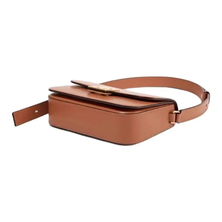 DISSONA Cow Leather Shoulder Bag Crossbody Bag Small Size Women's Brown/White/Black-4