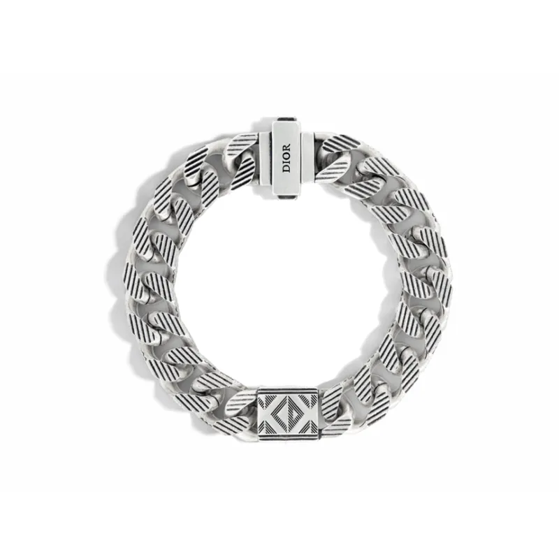 DIOR Brass, Diamond Bracelets Men's Silver-0