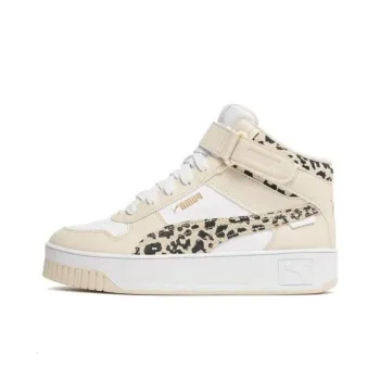 PUMA Carina Street Mid Anti-Slip Wear-Resistant High-Top Skateboard Shoes Women's White Yellow