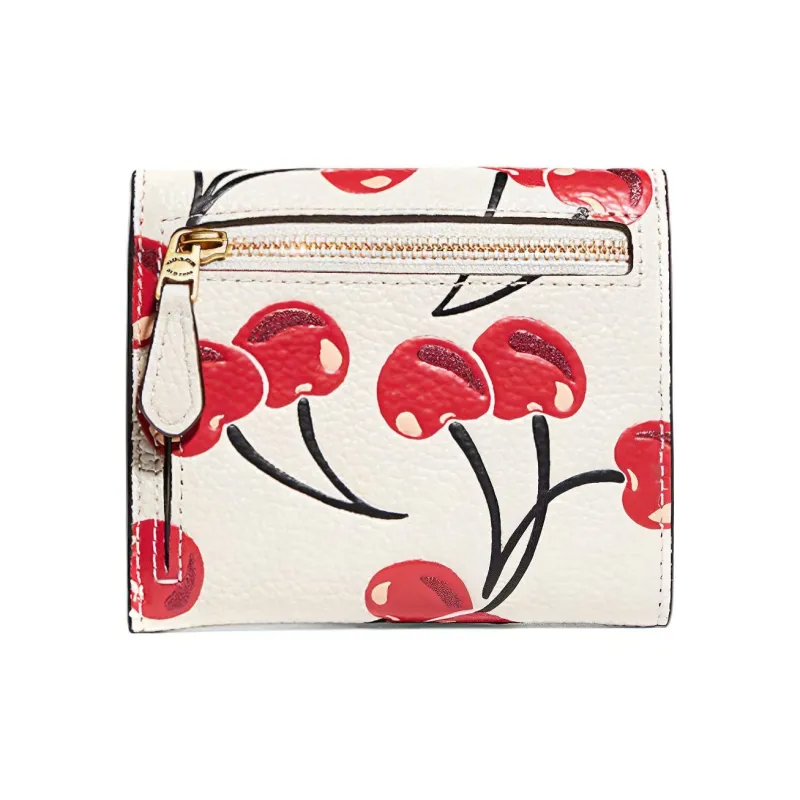 COACH Wyn Leather Envelope Foldable Wallet Women's White Red-1