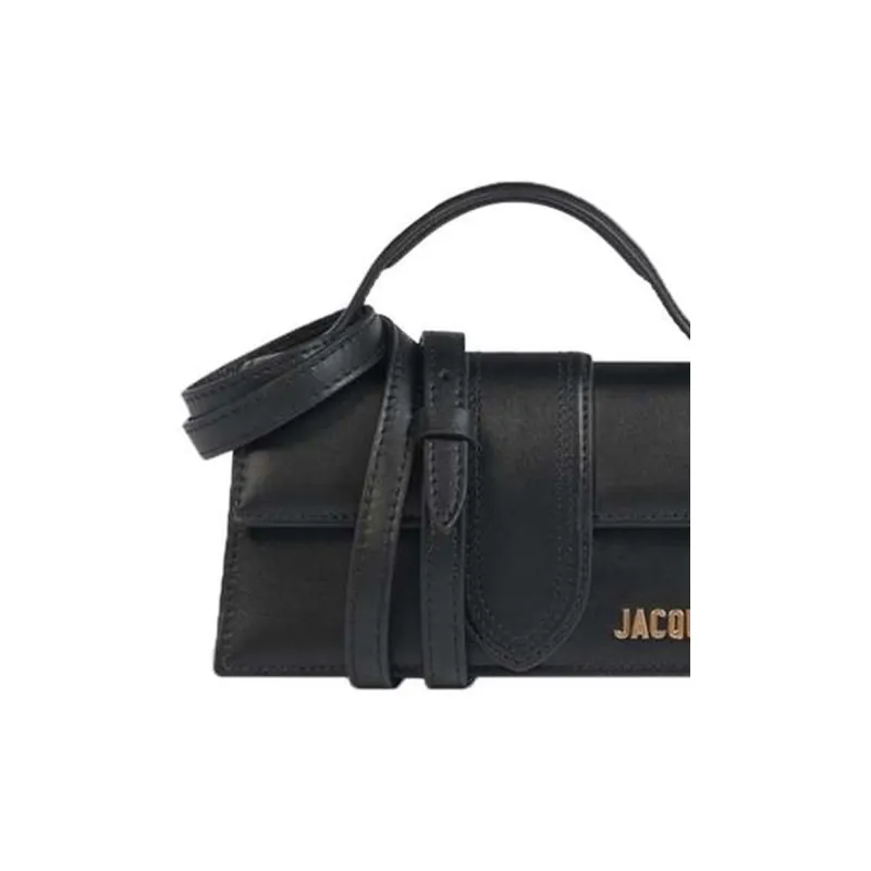 Jacquemus Leather Shoulder Bag, Crossbody Bag, Handbag Small Size Women's Black-4