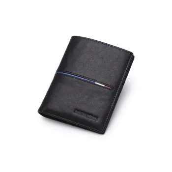 BISON DENIM Cow Leather Wallet, Wallet, Wallet Regular Men's Black