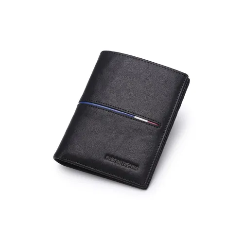 BISON DENIM Cow Leather Wallet, Wallet, Wallet Regular Men's Black