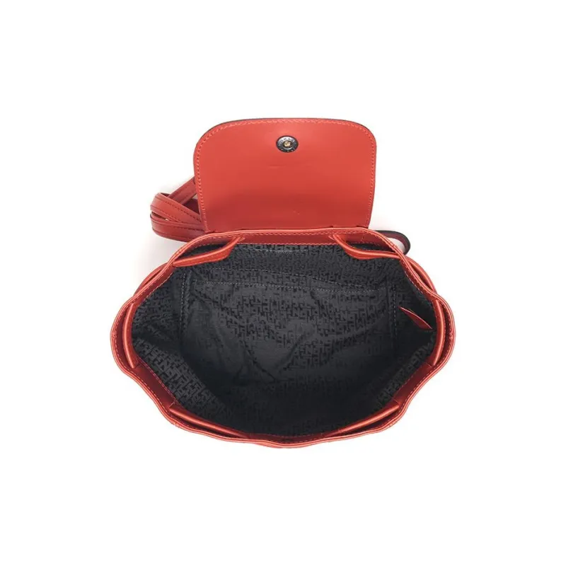 LONGCHAMP Le Pliage Cuir Sheepskin Backpack Mini Women's Rusty Red-5