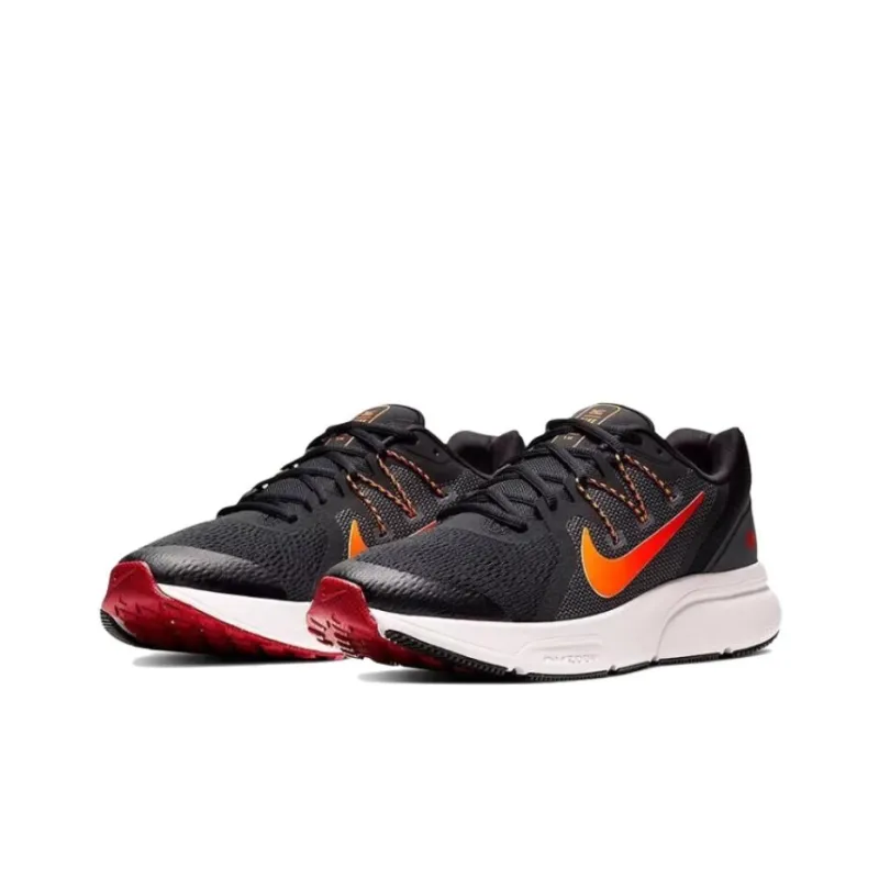Nike Zoom Span 3 Cushioning, Wear Resistant Low Top Casual Running Shoes Unisex Black Red-2
