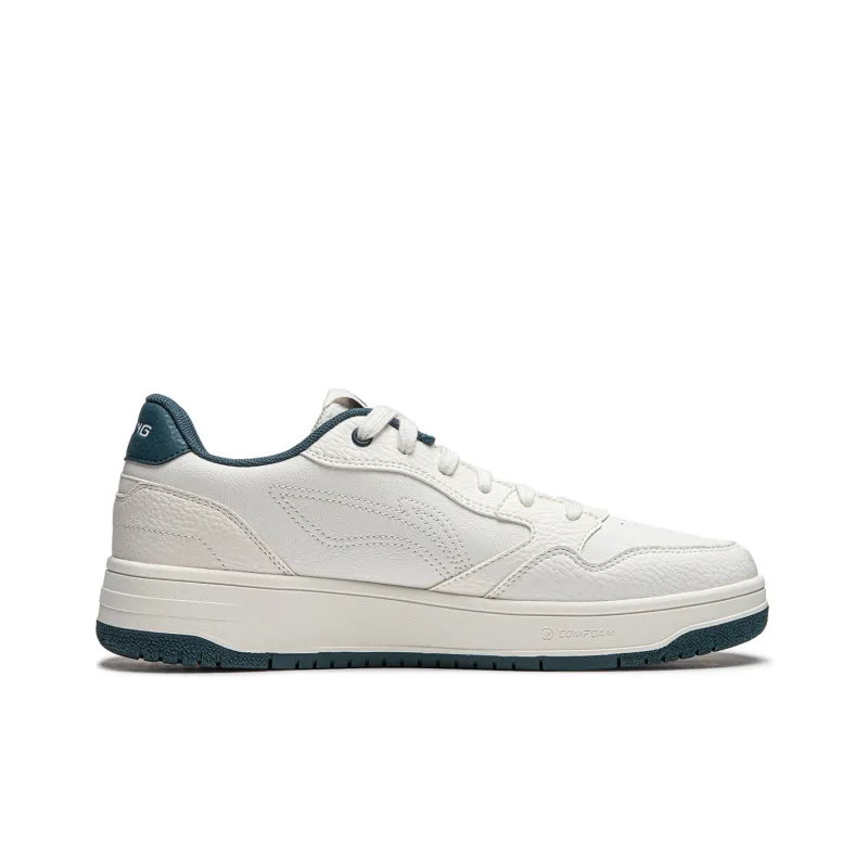 LiNing Tianji Soft Slip Resistant Cushioning Abrasion Resistant Low Top Skateboard Shoes Men's White Blue-1
