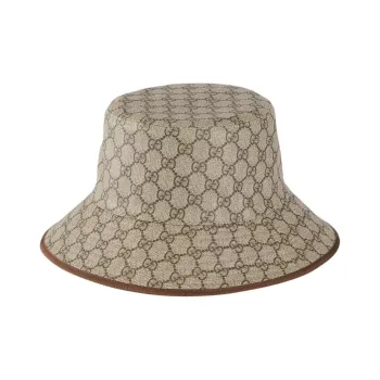 GUCCI Polyester Cotton Polyurethane Coating Viscose Bucket Hats Men's Brown