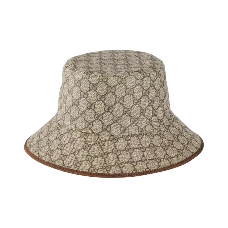 GUCCI Polyester Cotton Polyurethane Coating Viscose Bucket Hats Men's Brown-0