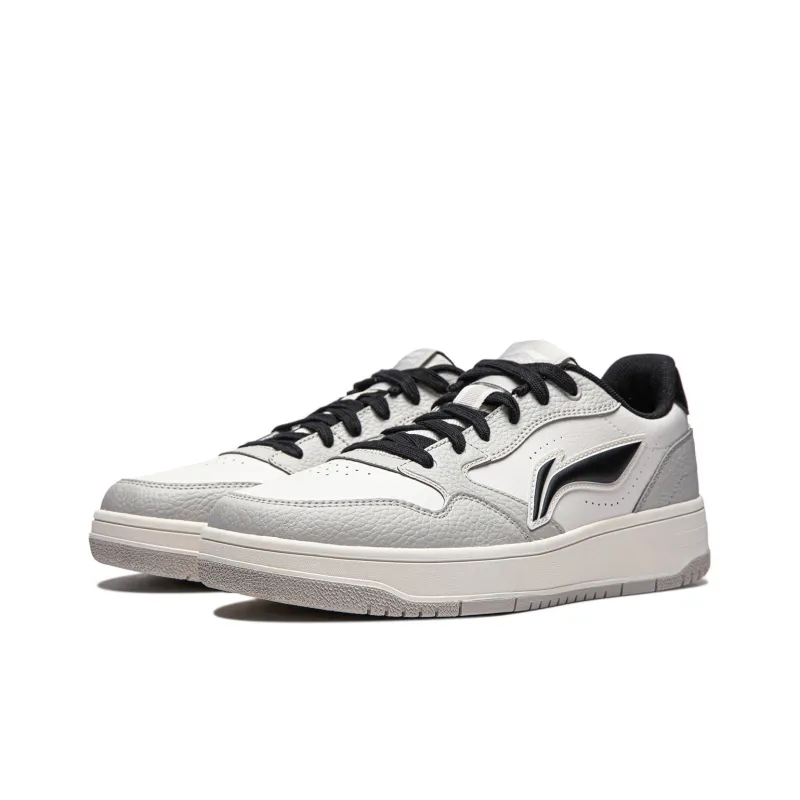 LiNing Tianji Soft Slip Resistant Cushioning Abrasion Resistant Low Top Skateboard Shoes Men's White Gray Black-2